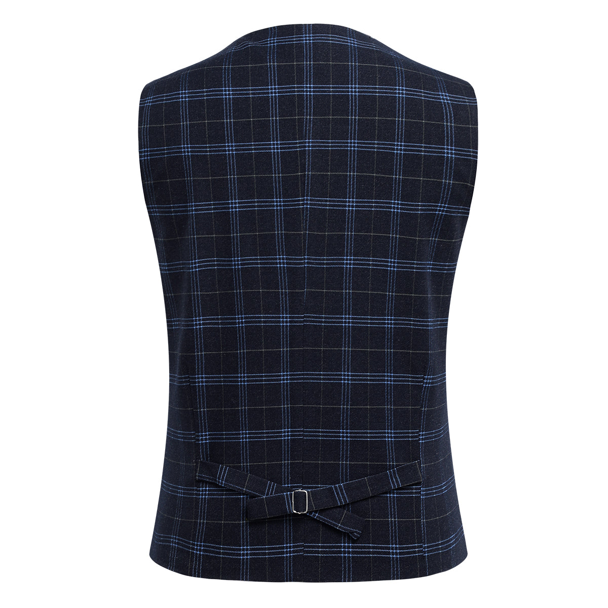 Black Slim Fit Lapel Collar Plaid Single Breasted Vest