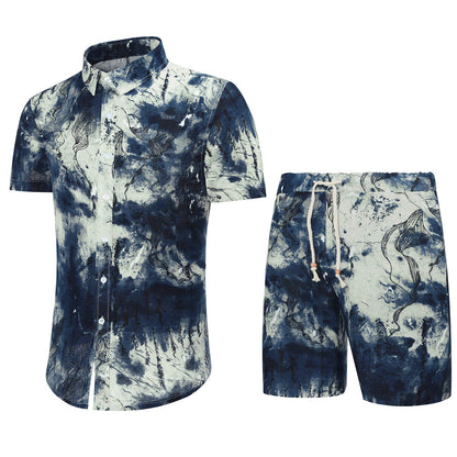 Traditional Ink Painting 2-Piece Printed Summer Suit