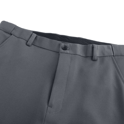 Mens Slim Solid Trousers Dress Pants Dark Grey