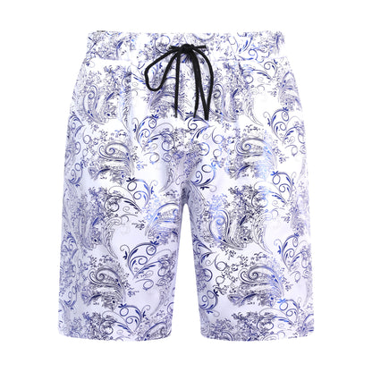 2-teiliger Sommeranzug im Hawaii-Print-Stil für Herren, Weiß