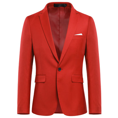 3-Piece Slim Fit Solid Red Smart Wedding Formal Suit