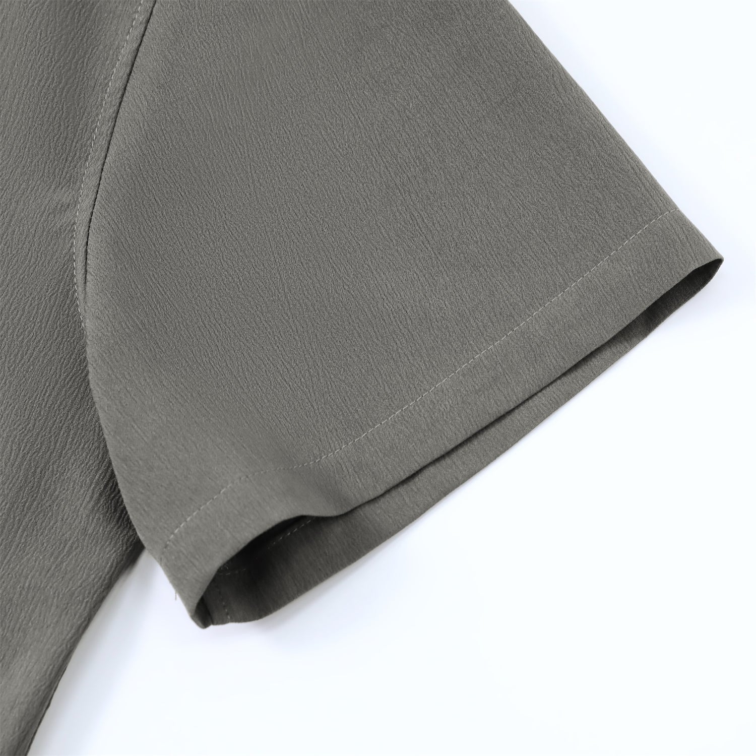 Herren Kurzarm Sommerhemd Regular Fit Leinenhemd Business Grau