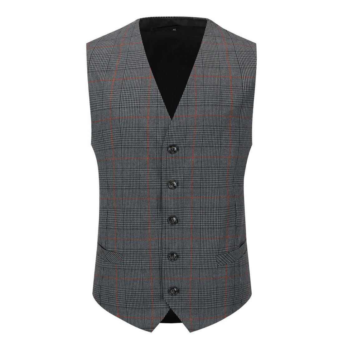Checked Vests Stripes Business Slim Fit Cotton Black