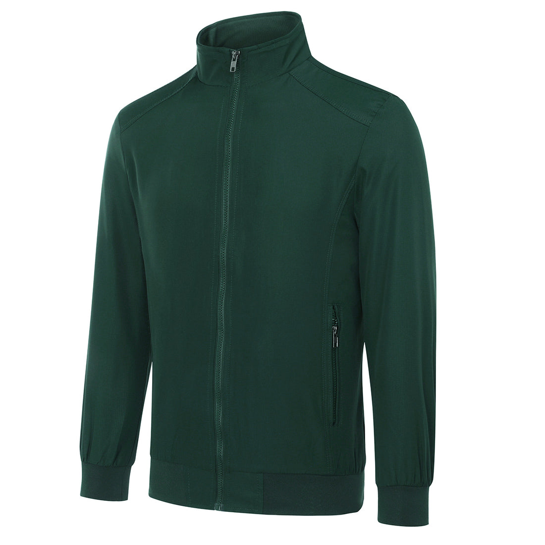 Mens Solid Stand Collar Jacket Green