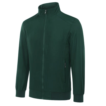 Mens Solid Stand Collar Jacket Green