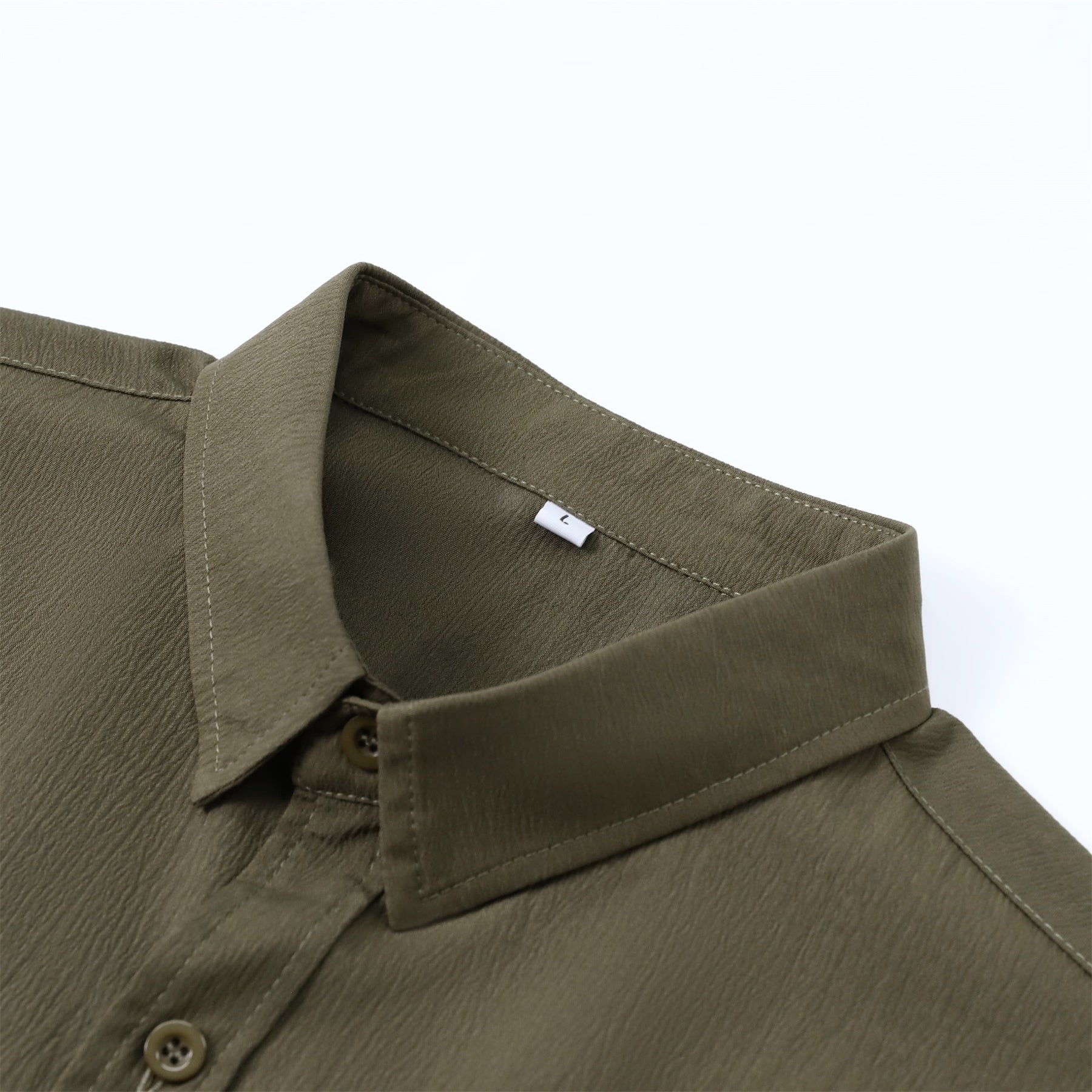 Herren Kurzarm Sommerhemd Regular Fit Leinenhemd Business Grün