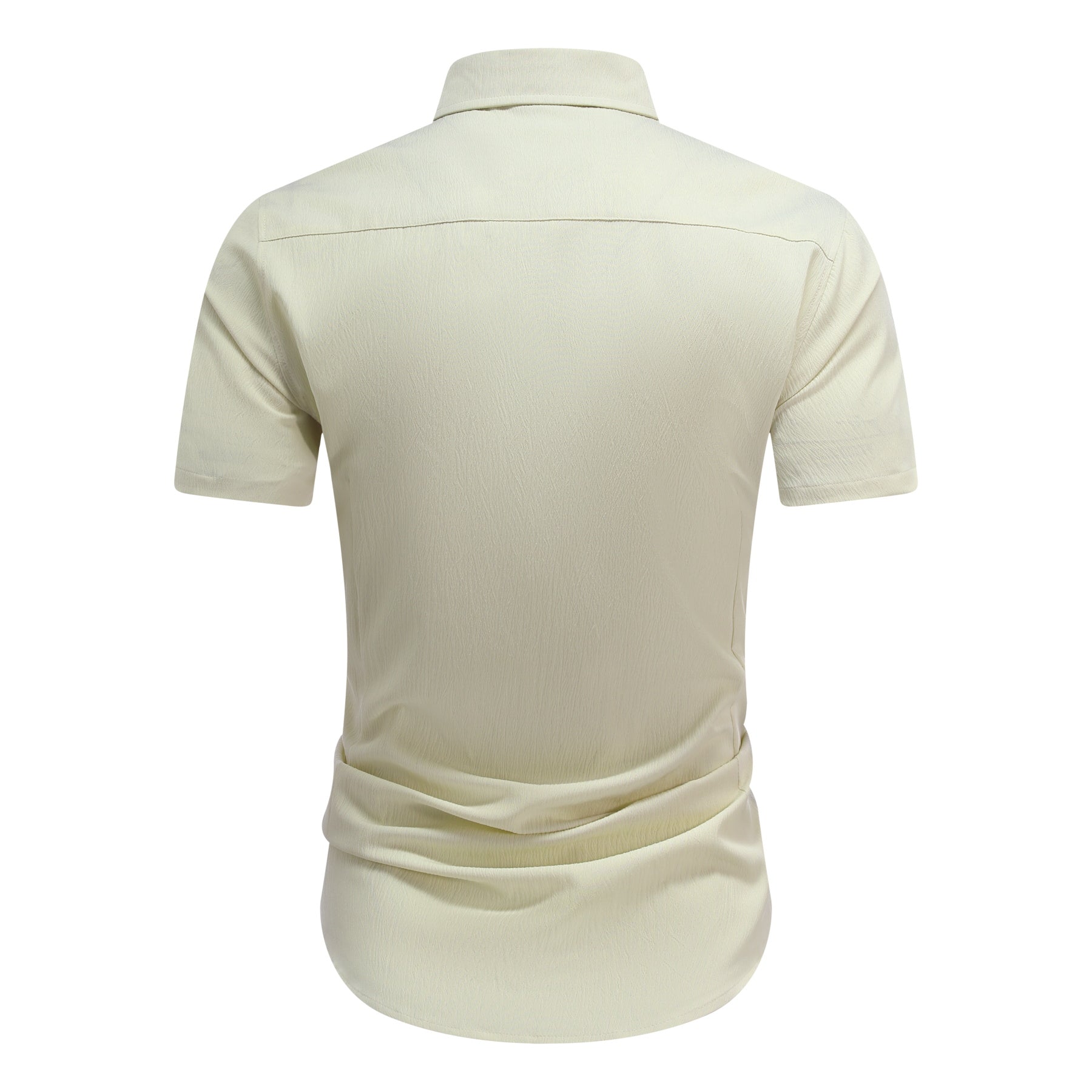 Herren Kurzarm Sommerhemd Regular Fit Leinenhemd Business Beige