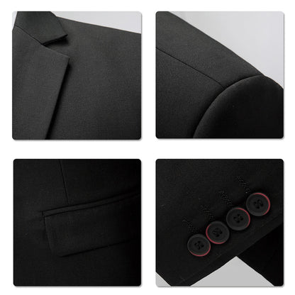 3-Piece Slim Fit Solid Black Smart Wedding Formal Suit