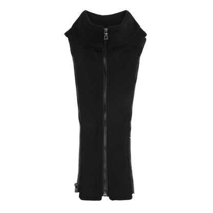 Men’s Solid Color Thick Double-Layer Collar Casual Overcoat Black