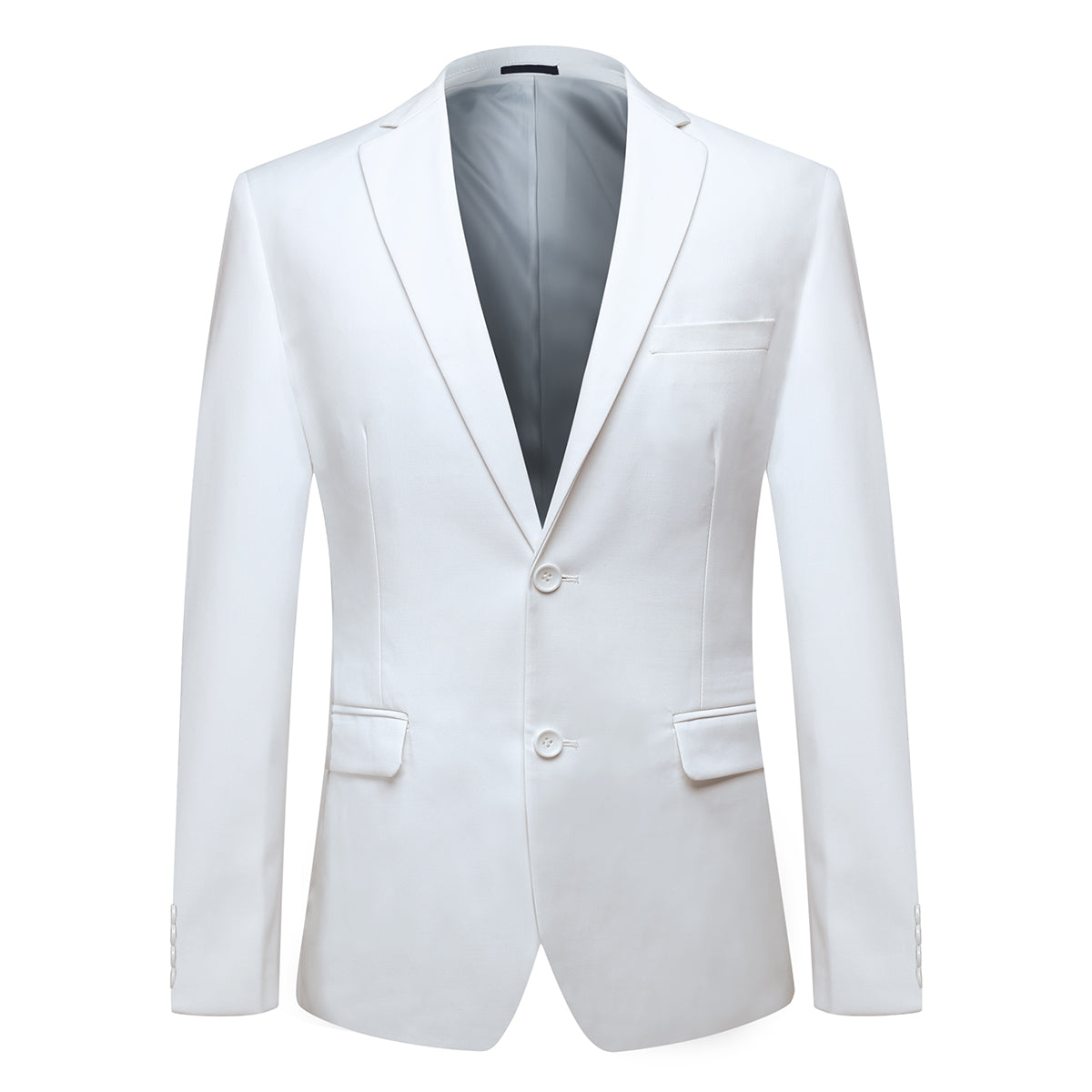 Slim Fit 2 Piece Suit 2 Button Formal Business Wedding Solid Suits White