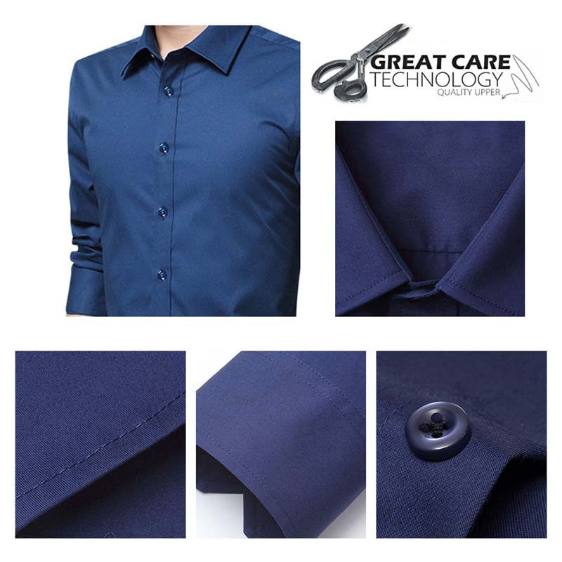 Slim Fit Turn-Down Collar Shirt Dark Blue