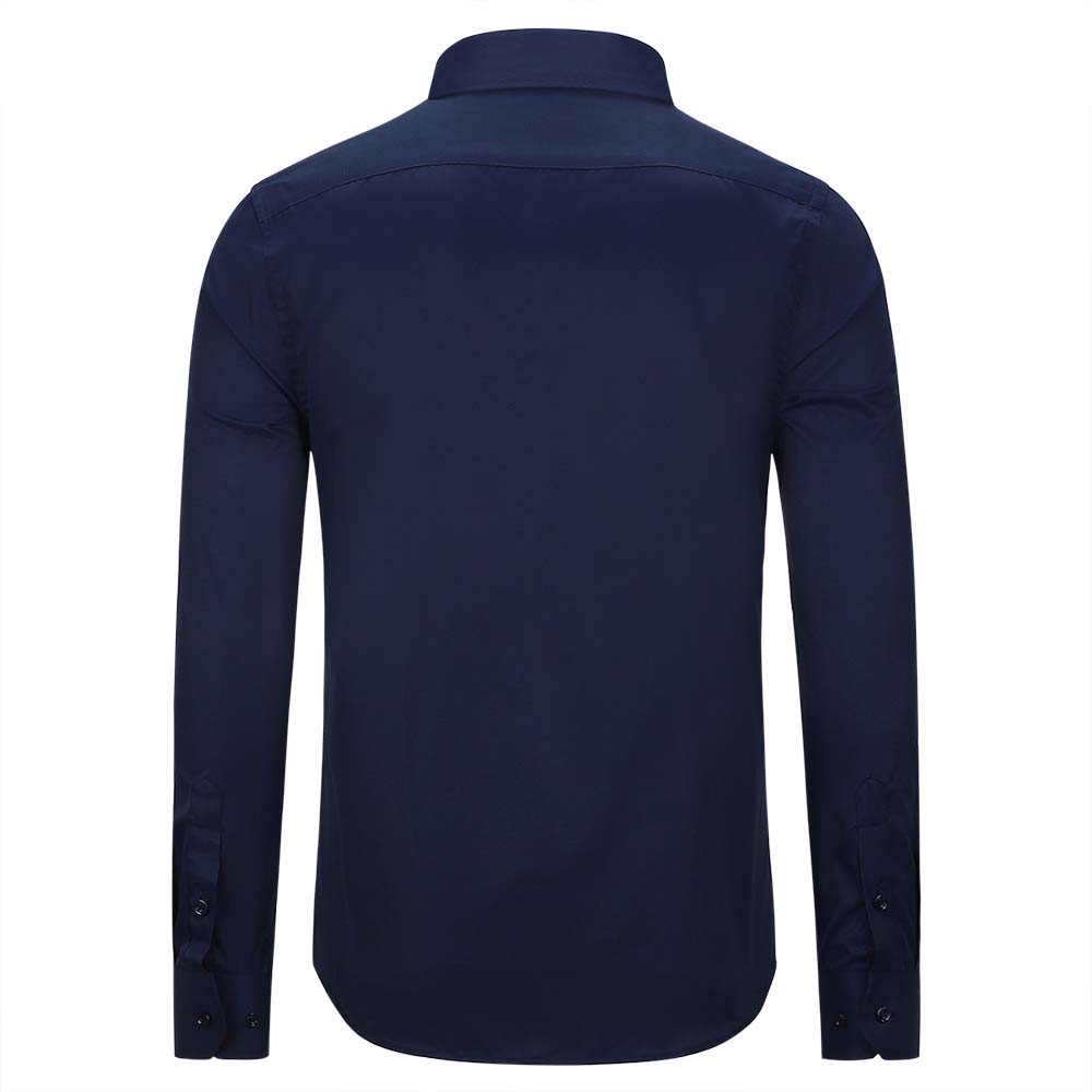 Slim Fit Turn-Down Collar Shirt Dark Blue