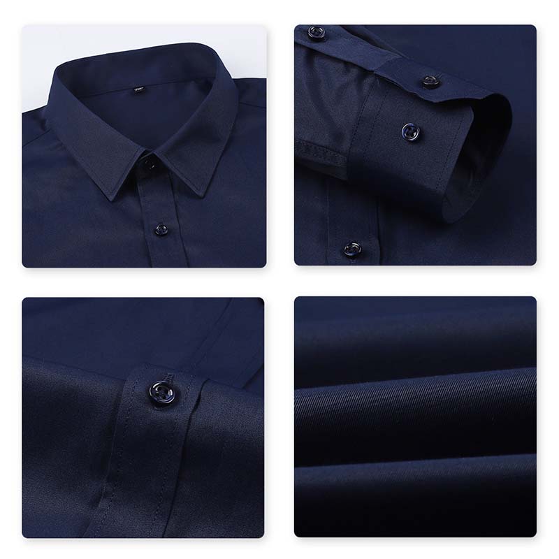 Slim Fit Turn-Down Collar Shirt Dark Blue