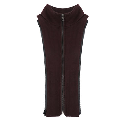 Men’s Solid Color Thick Double-Layer Collar Casual Overcoat Wine Red