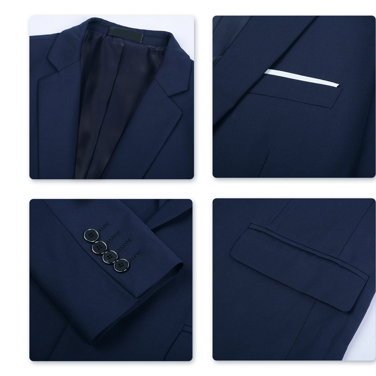 Slim Fit Peaked Lapel Navy Suit