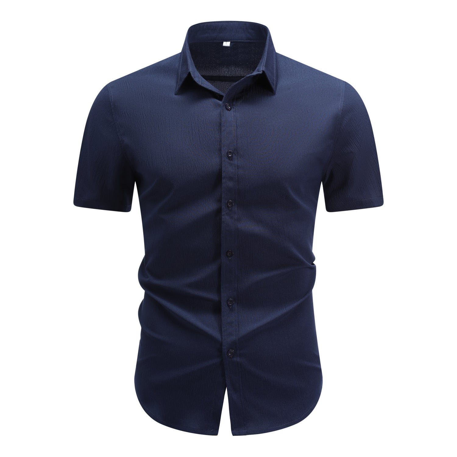Herren Kurzarm Sommerhemd Regular Fit Leinenhemd Business Blau