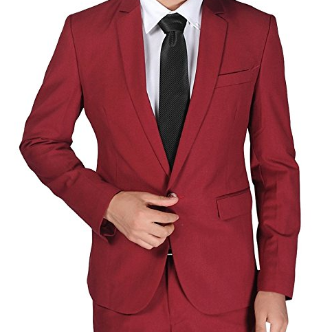 Two Piece Slim Fit One Button Business Red Suit