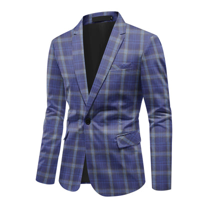 Einreihiger Blazer mit einem Knopf und Karomuster für Herren in Rosa
