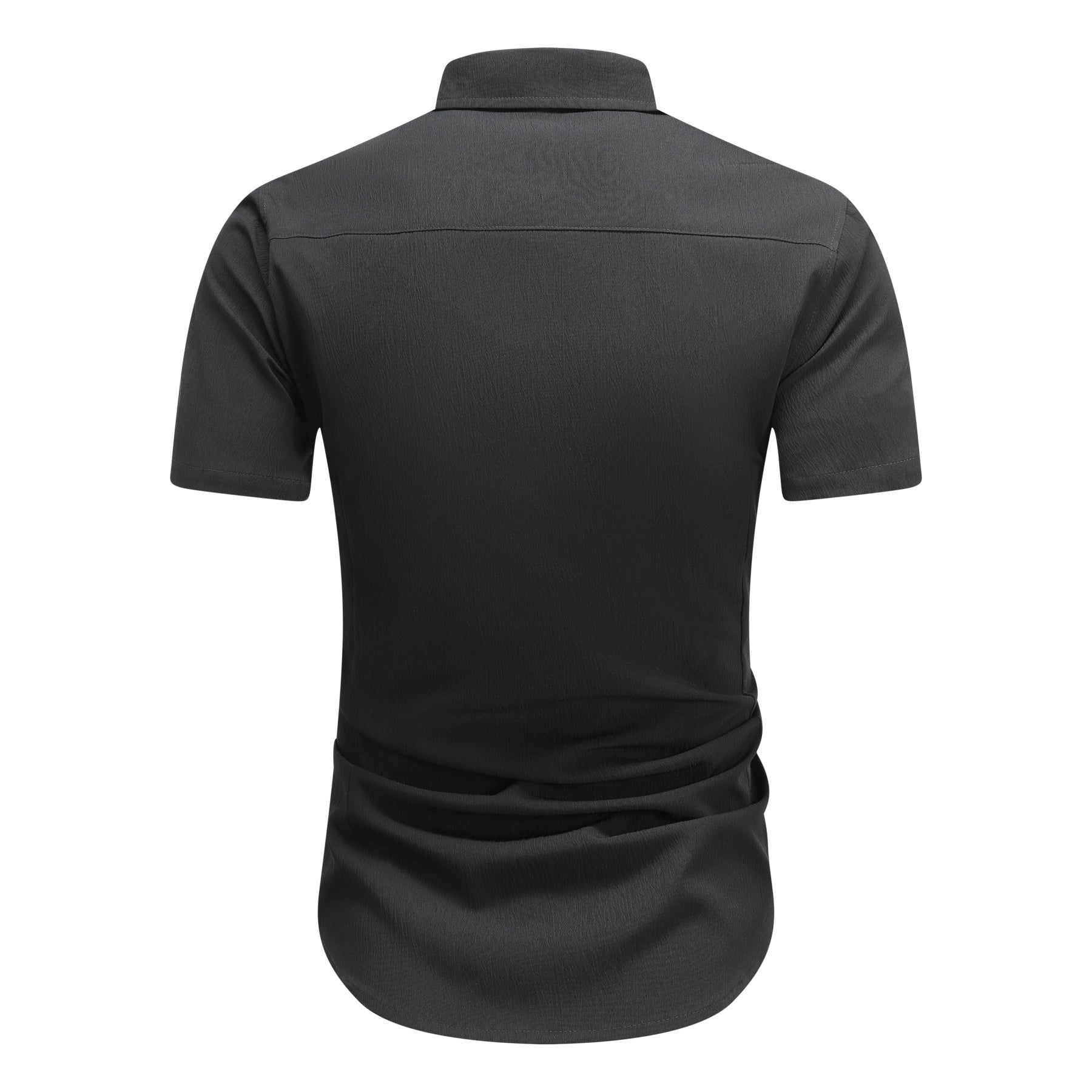 Herren Kurzarm Sommerhemd Regular Fit Leinenhemd Business Schwarz