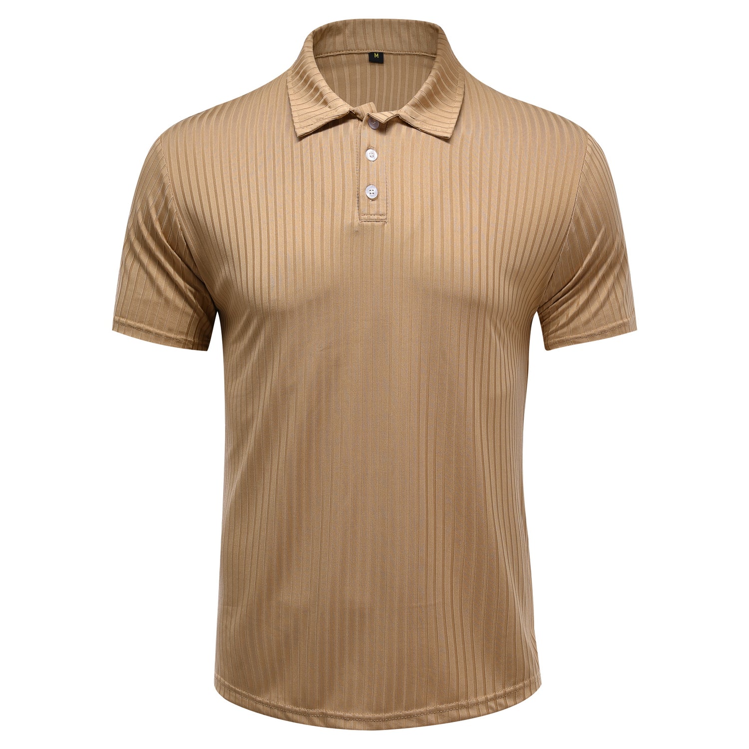 Herren Poloshirt mit Streifenmuster, kurzärmelig, Khaki
