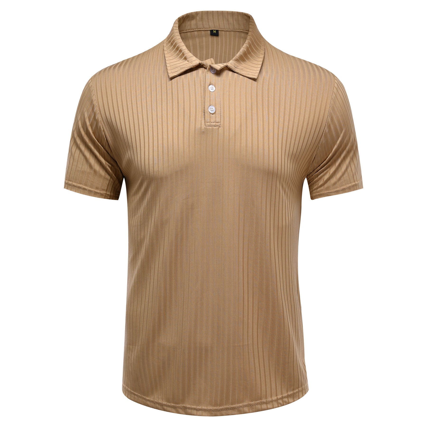 Herren Poloshirt mit Streifenmuster, kurzärmelig, Khaki