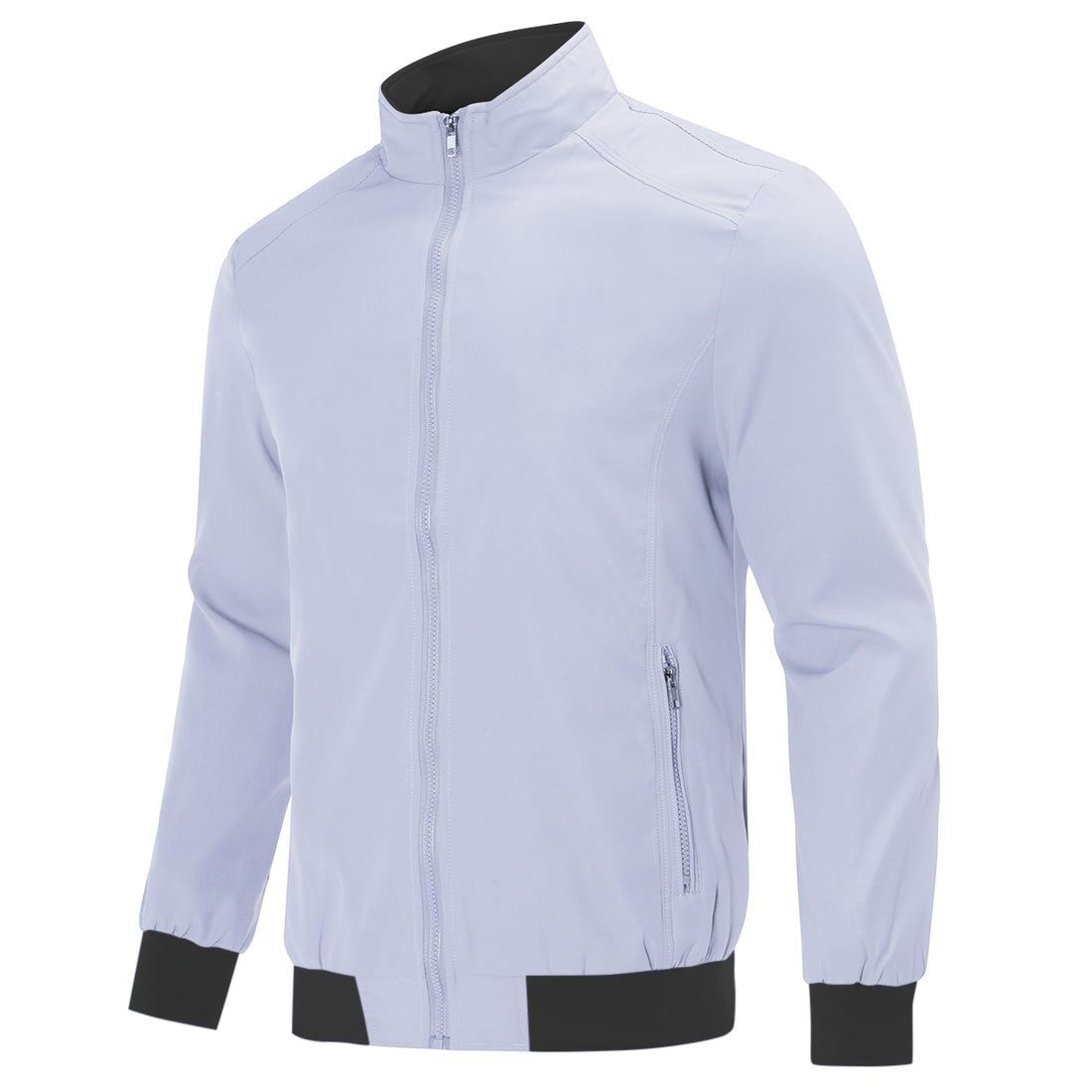 Mens Solid Stand Collar Jacket Light Grey