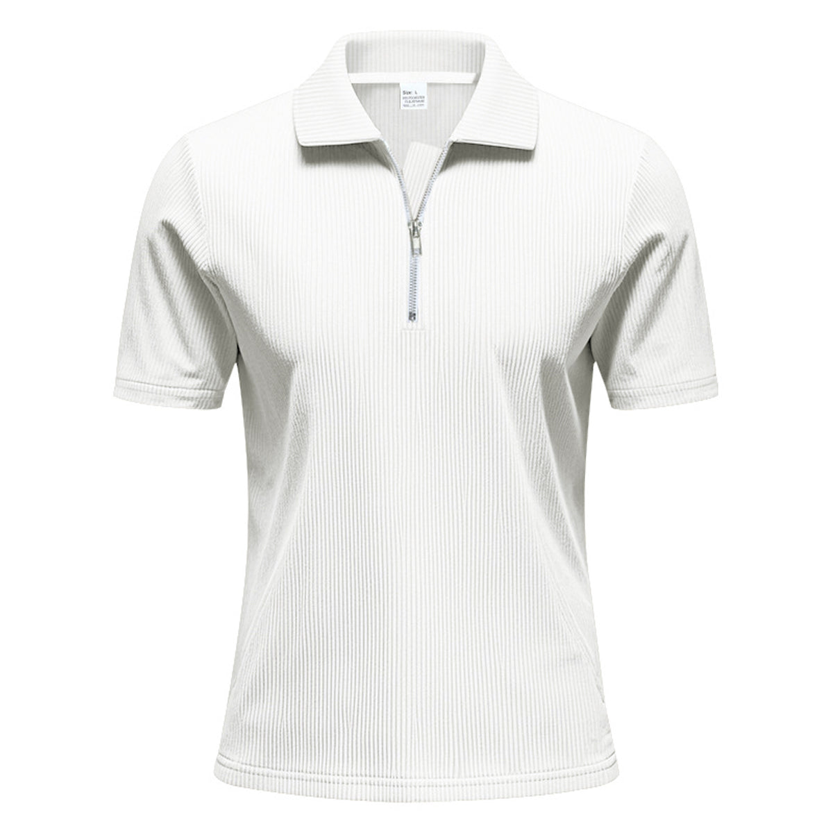 Herren Polo Cord Kurzarm Sommer T-Shirt Weiß