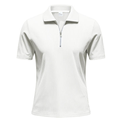 Herren Polo Cord Kurzarm Sommer T-Shirt Weiß