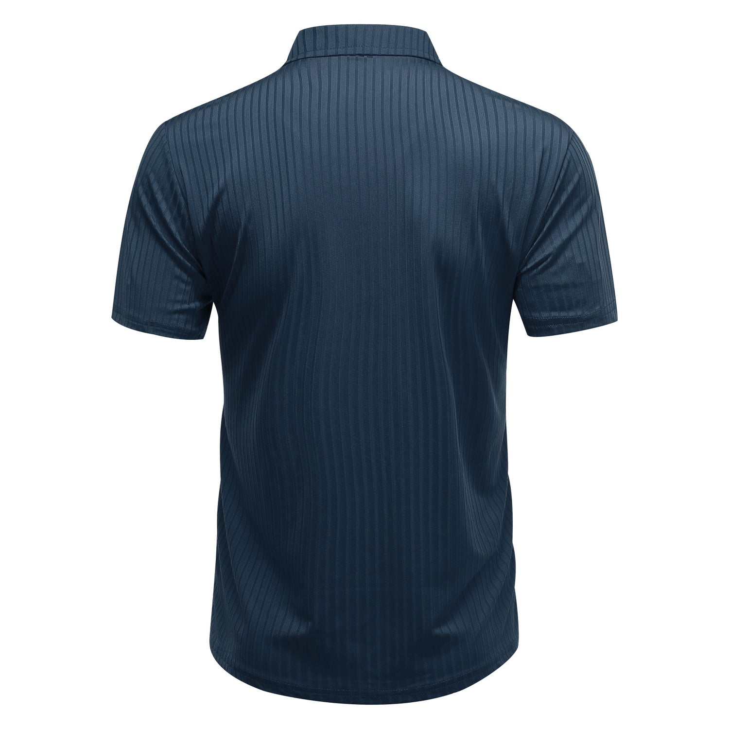 Herren Poloshirt mit Streifenmuster, kurzärmelig, Marineblau