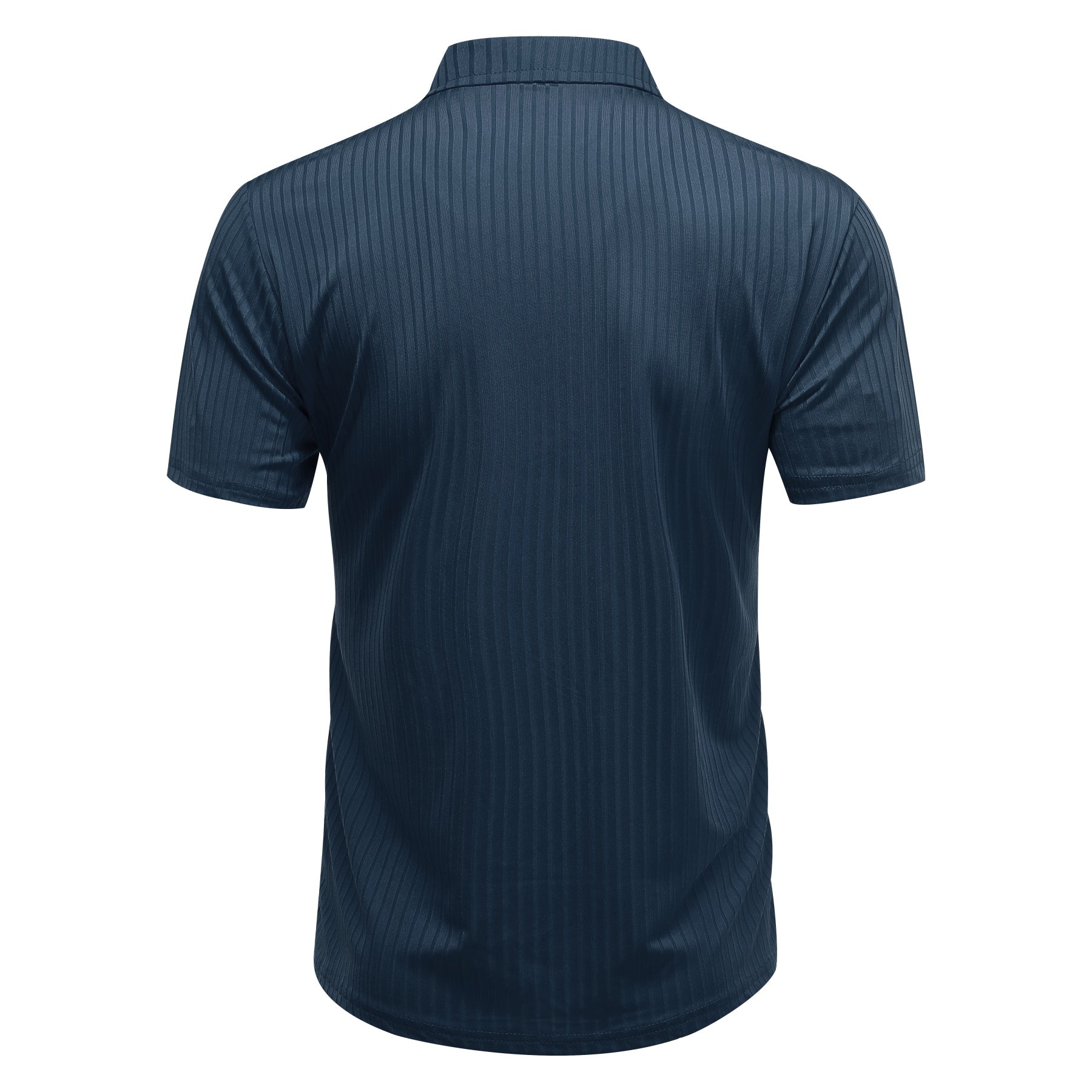 Herren Poloshirt mit Streifenmuster, kurzärmelig, Marineblau