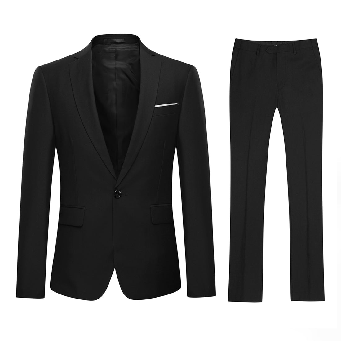 2-teiliger Slim Fit Anzug in schlichtem Schwarz