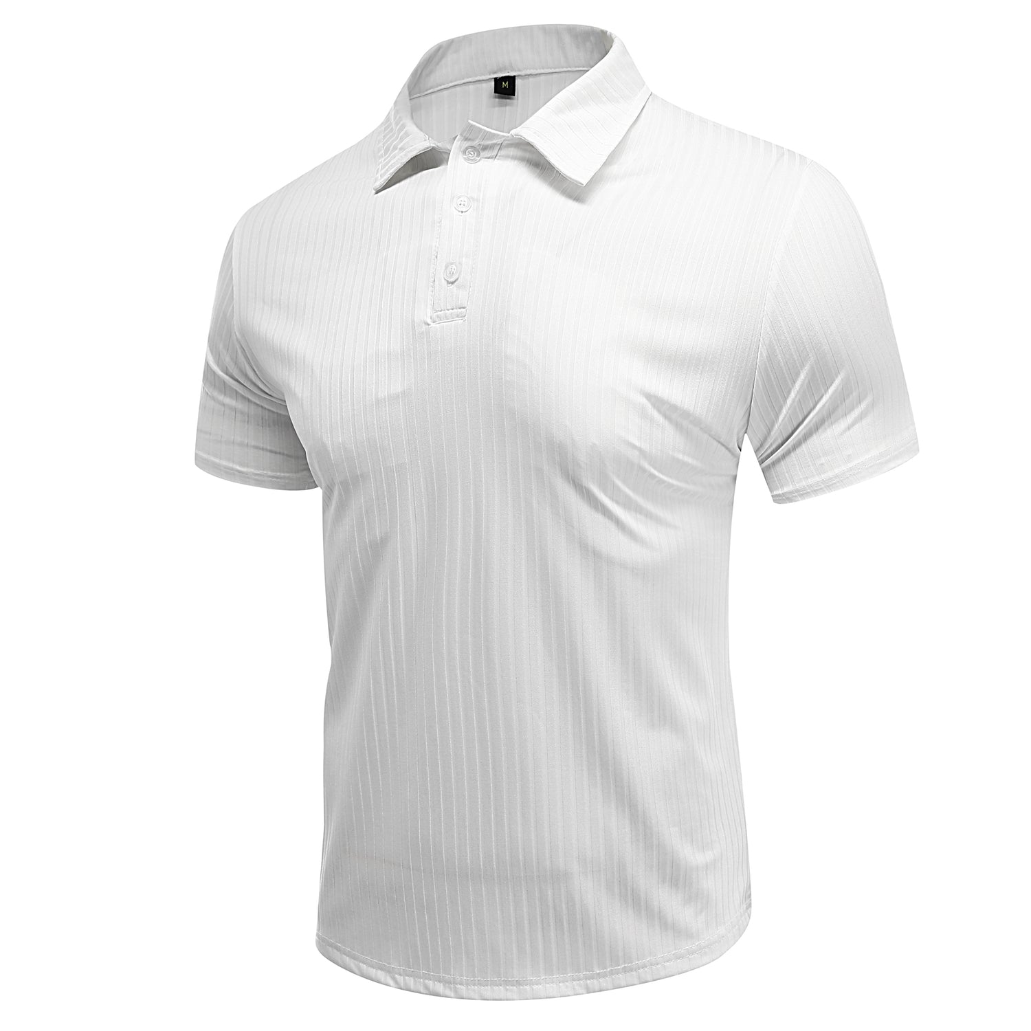 Herren Poloshirt mit Streifenmuster, kurzärmelig, Weiß