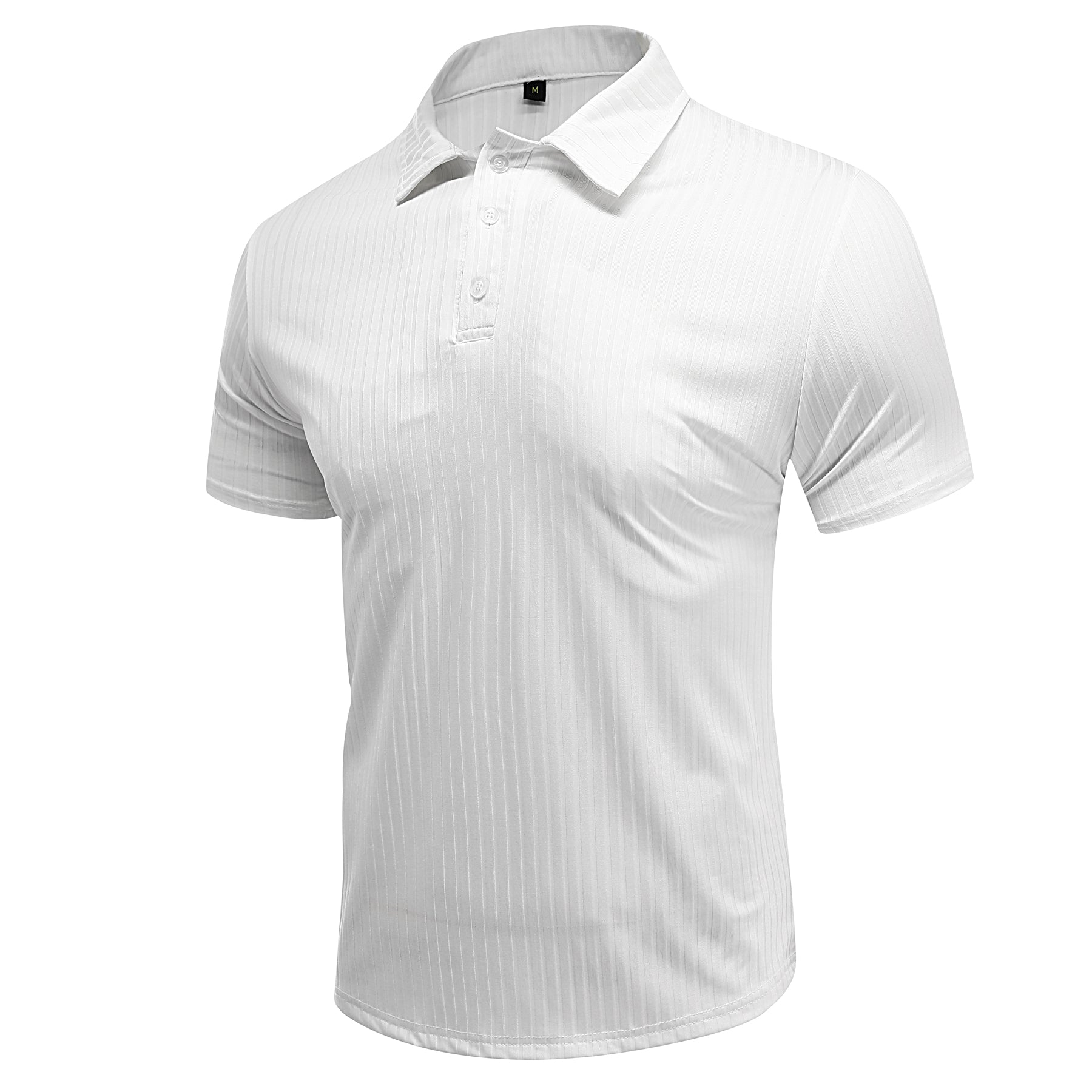Herren Poloshirt mit Streifenmuster, kurzärmelig, Weiß