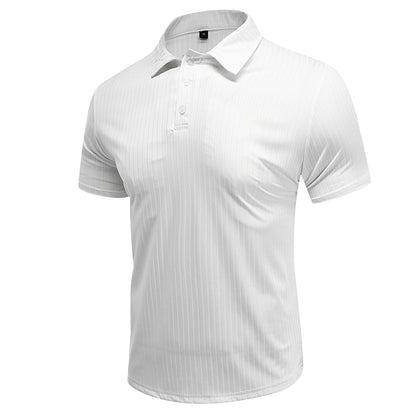Herren Poloshirt mit Streifenmuster, kurzärmelig, Weiß