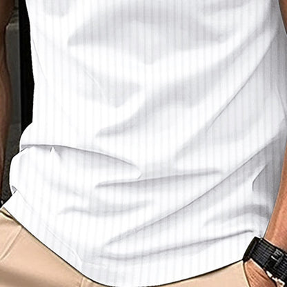 Herren Poloshirt mit Streifenmuster, kurzärmelig, Weiß