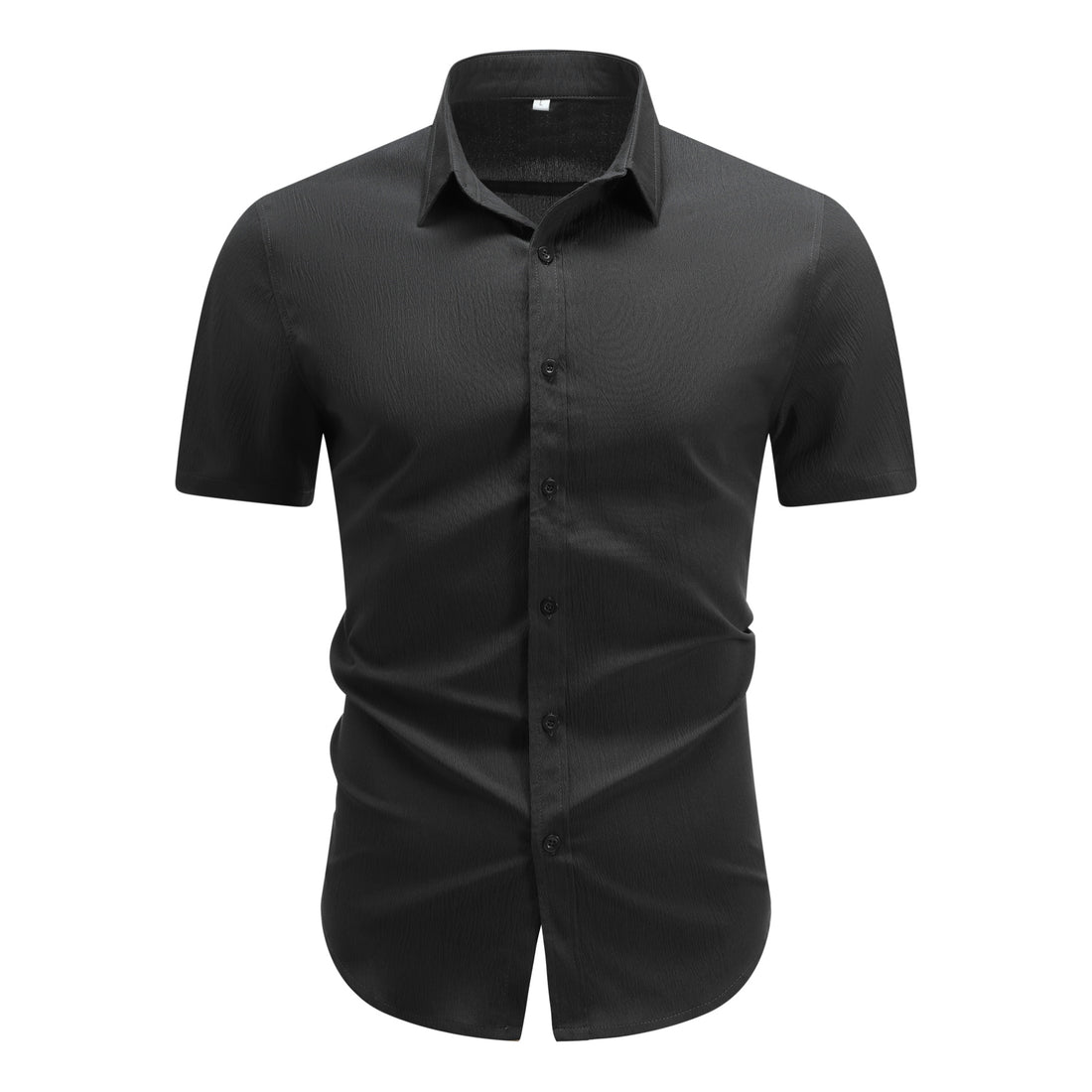 Herren Kurzarm Sommerhemd Regular Fit Leinenhemd Business Schwarz