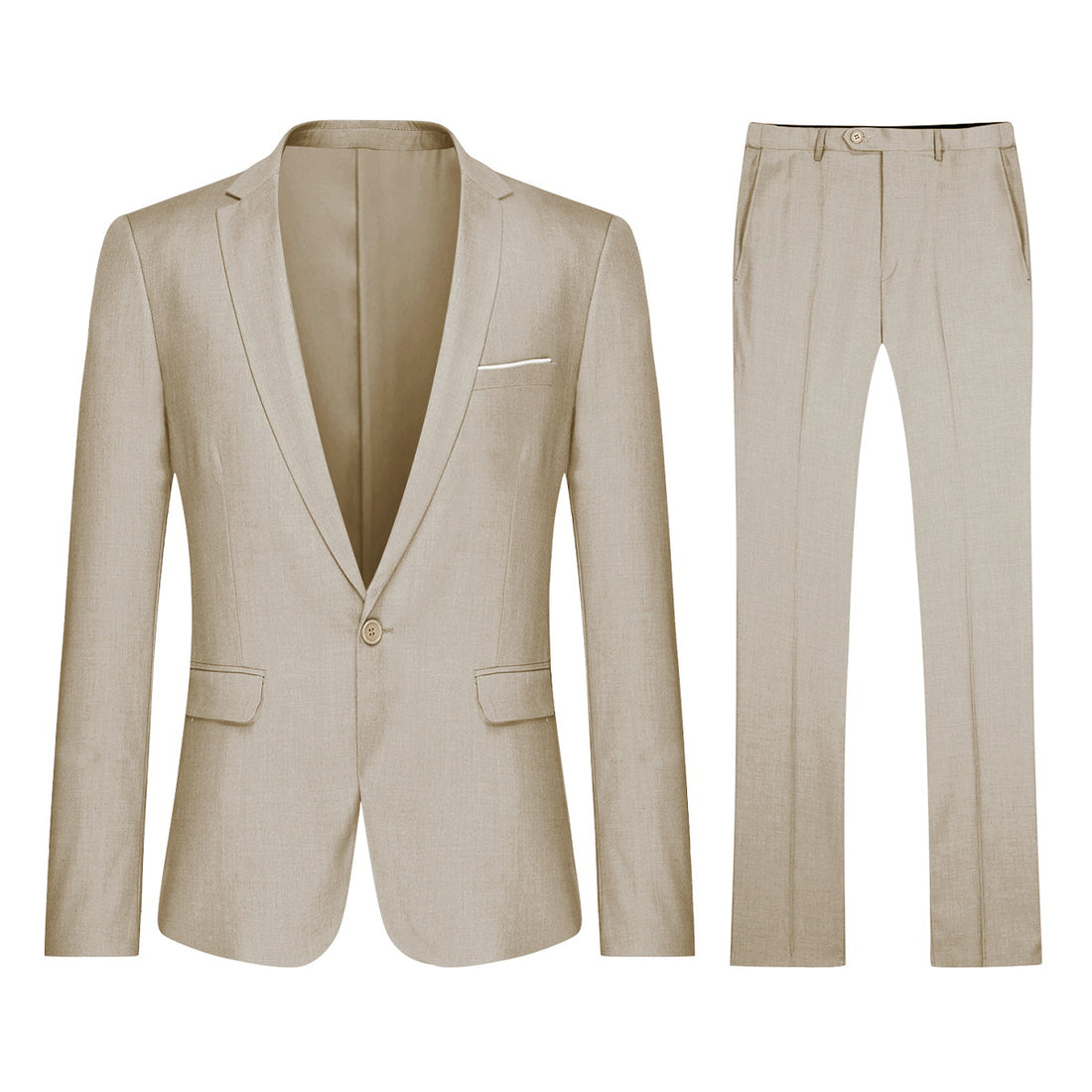 2-teiliger Slim Fit Anzug in schlichtem Design in Beige