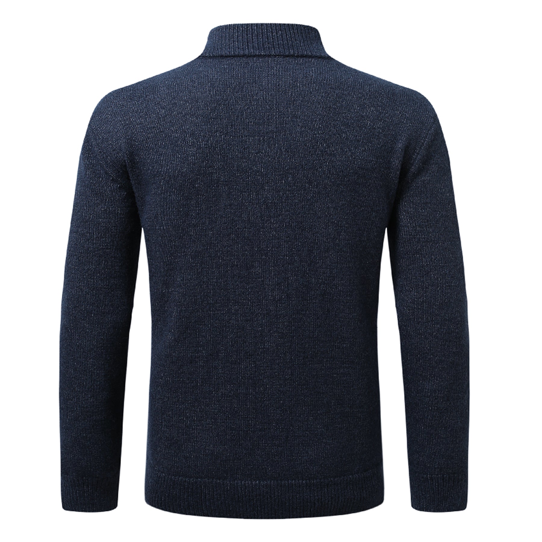 Mens Solid Color Half-Zip Stand Collar Loose-Fit Long-Sleeve Sweater Navy