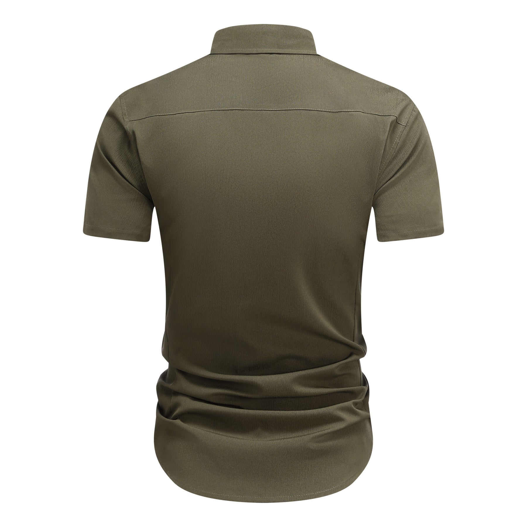 Herren Kurzarm Sommerhemd Regular Fit Leinenhemd Business Grün
