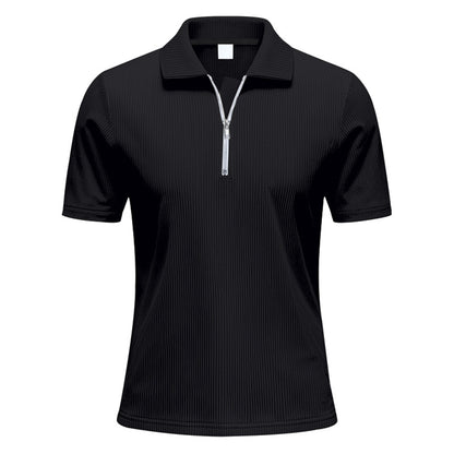 Herren Polo Cord Kurzarm Sommer T-Shirt Schwarz