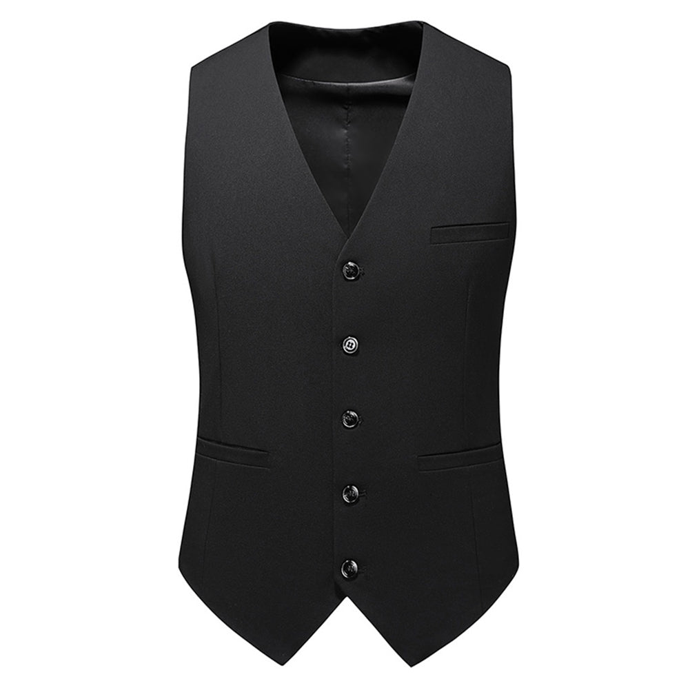 Slim Fit Solid Color Fashion Vest Black