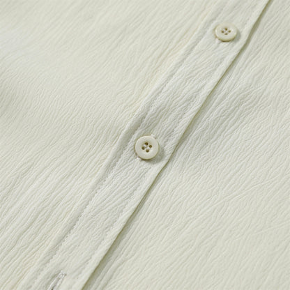 Herren Kurzarm Sommerhemd Regular Fit Leinenhemd Business Beige