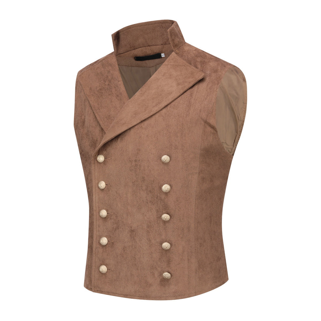 Herren Gothic Vintage Weste Anzugweste Zweireihig Braun