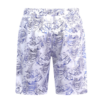 2-teiliger Sommeranzug im Hawaii-Print-Stil für Herren, Weiß