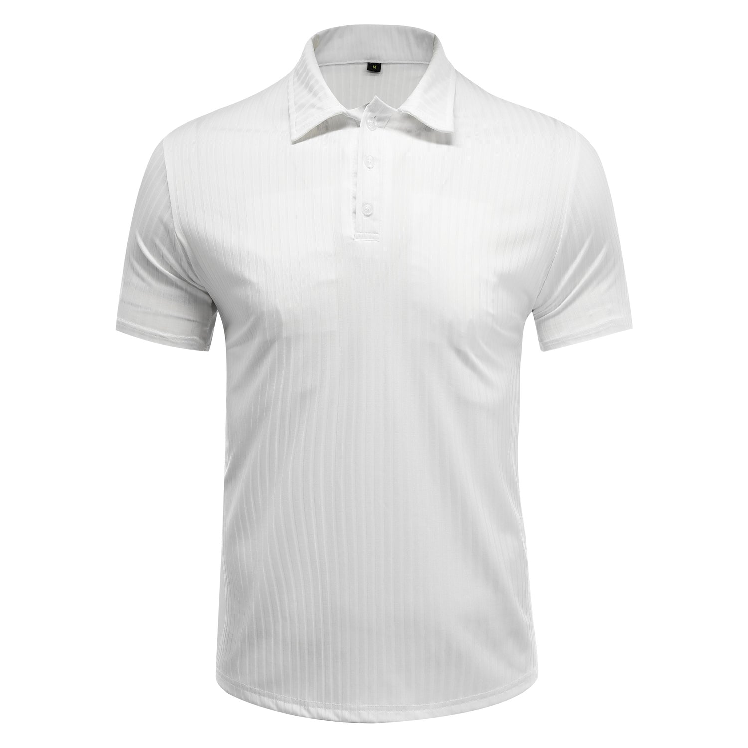 Herren Poloshirt mit Streifenmuster, kurzärmelig, Weiß