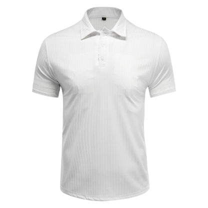 Herren Poloshirt mit Streifenmuster, kurzärmelig, Weiß