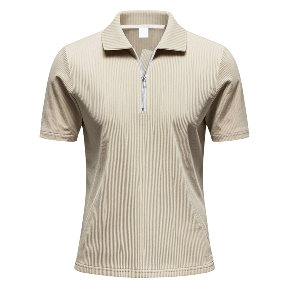 Herren Polo Cord Kurzarm Sommer T-Shirt Khaki
