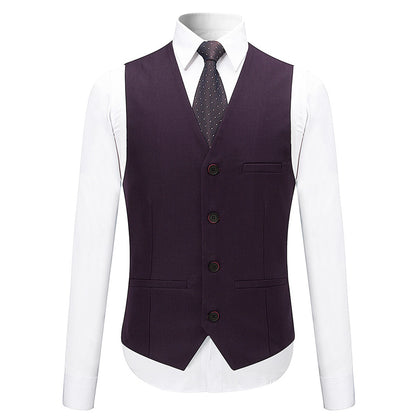 3-Piece Slim Fit Solid Purple Smar Formal Suit