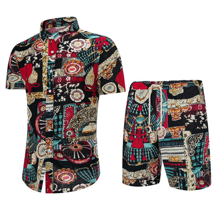 Trendy 2-Piece Funny Printed Hawaii Summer Suit