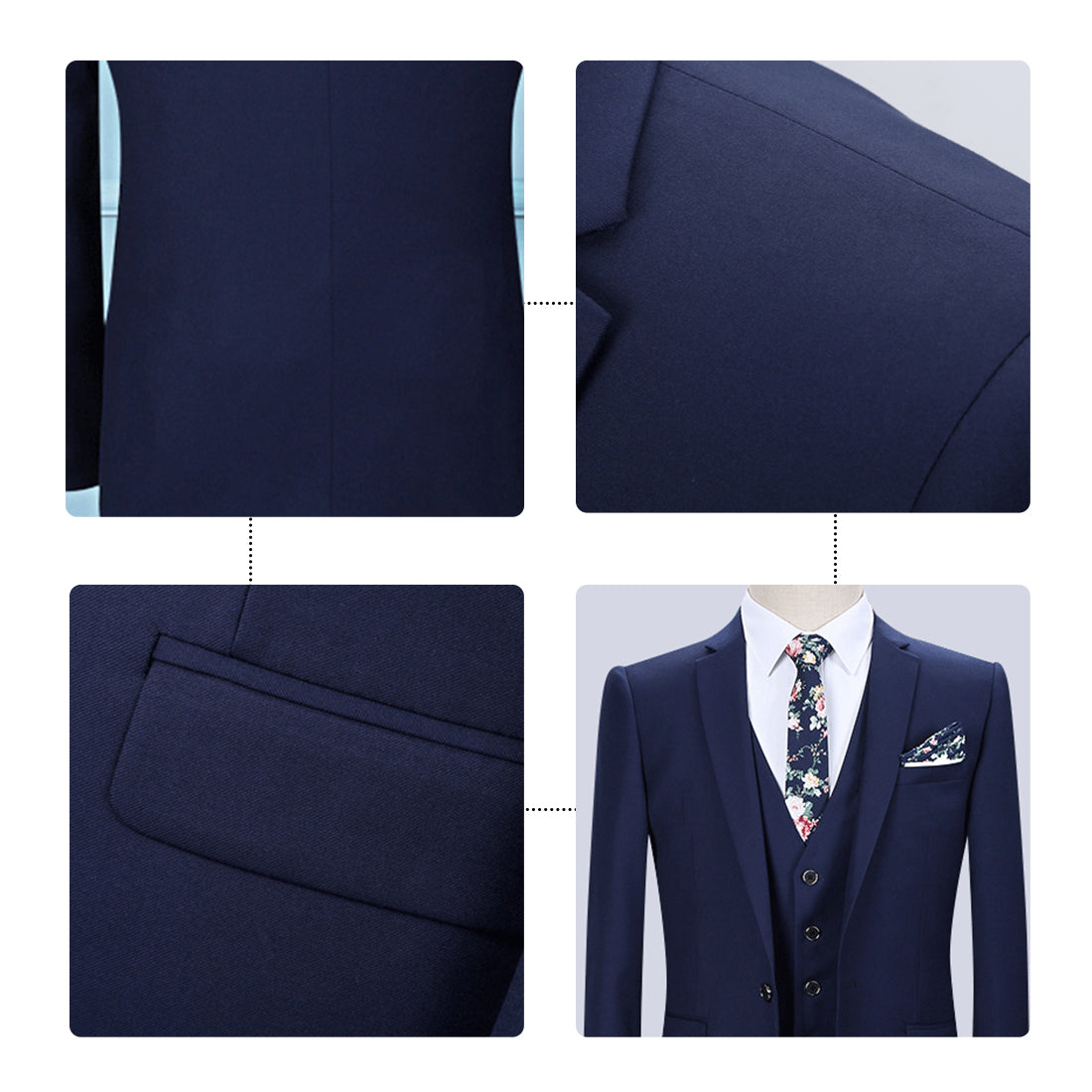 2-Piece Slim Fit Notched Lapel Blue Suit